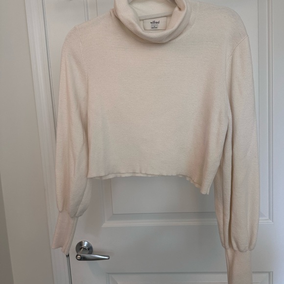 Wilfred Sweaters - Aritzia Wilfred Cream Cowl Neck Cropped Sweater